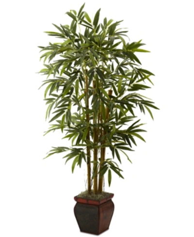 Nearly Natural 5.5' Artificial Bamboo Tree In Decorative Planter In Green
