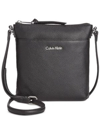 Calvin Klein Pebble Crossbody In Black/silver