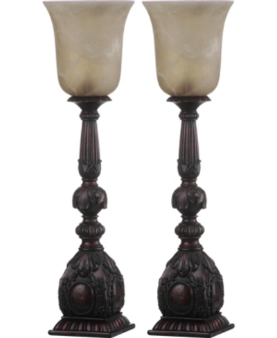 Safavieh Dion 27.5"h Set Of 2 Arifact Table Lamp In Cherry