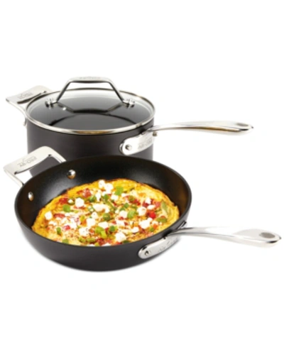 All-clad Essentials Nonstick 10.5" Fry Pan And 4-qt. Covered Saucepan Set In Black