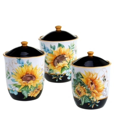 Certified International Sunflower Fields Set Of 3 Canisters In Multicolor