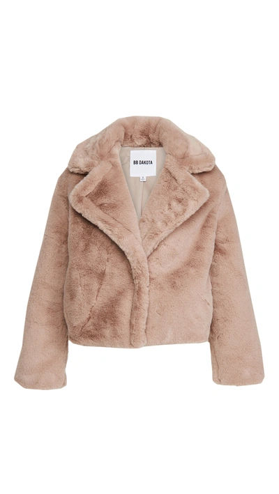 Bb Dakota Big Time Plush Faux Fur Jacket In Light Taupe