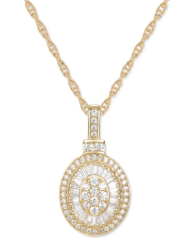 Macy's Diamond Baguette Oval 18" Pendant Necklace (1/2 Ct. T.w.) In 14k Gold , 14k White Gold Or 14k Rose G In Yellow Gold