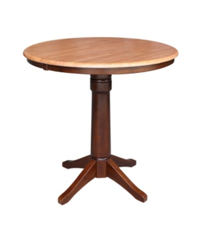 International Concepts 36" Round Top Pedestal Table With 12" Leaf In Brown