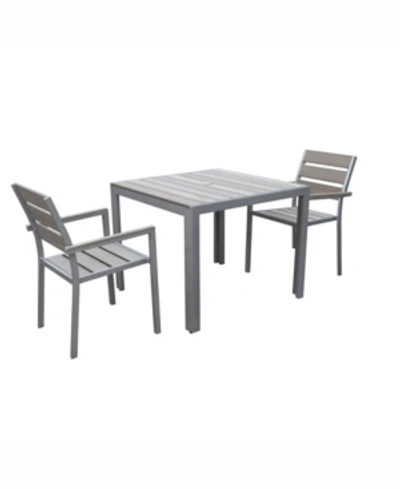 Corliving Distribution Gallant 3 Piece Sun Bleached Outdoor Dining Set In Gray