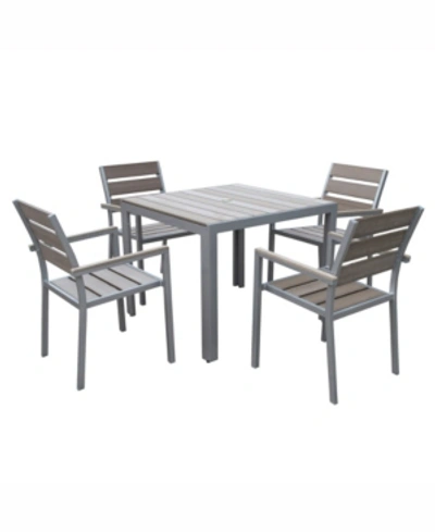 Corliving Distribution Gallant 5 Piece Sun Bleached Outdoor Dining Set In Gray