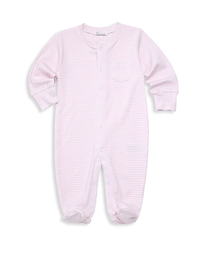 Kissy Kissy Baby Girl's Stripe Cotton Footie In Pink