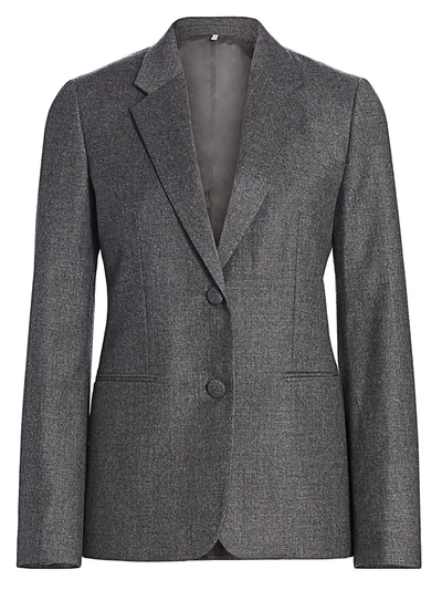 Helmut Lang Women's Flannel Shrunken Virgin Wool Blazer In Beuys Grey