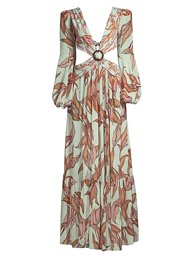 Patbo Women's Cutout Long-sleeve Maxi Dress In Peace Lily