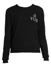 Valentino Women's Vltn Virgin Wool & Cashmere Crewneck Sweater In Nero Avorio