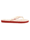 Tory Burch Women's Thin Print Flip Flops In Red Destination