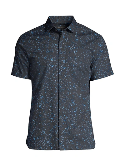 John Varvatos Men's Loren Print Cotton Short-sleeve Shirt In Mineral Black