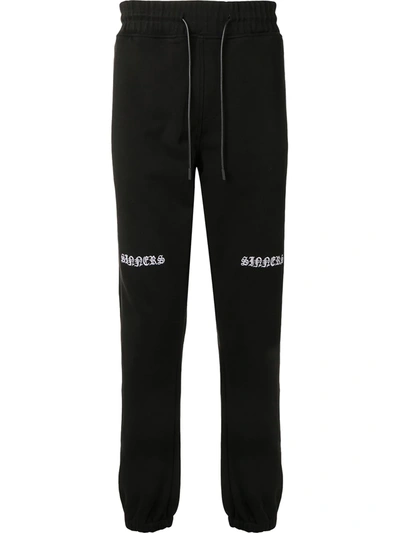 Rta Slogan-embroidered Track Trousers In Black