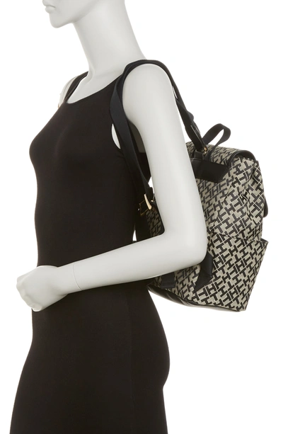 Tommy Hilfiger Julia Monogram Jacquard Dome Backpack, Created For Macy's In Black/alpaca