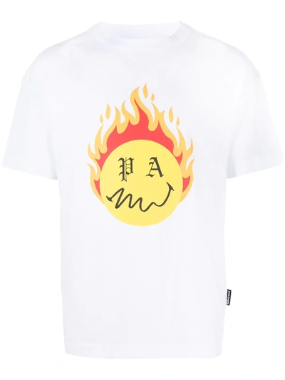 Palm Angels White Smiley Edition Burning Head Logo T-shirt