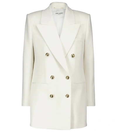 Saint Laurent Double-breasted Wool And Cashmere Blazer In White
