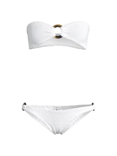 Hunza G Gloria Ring Detail Bandeau 2-piece Bikini Set In White