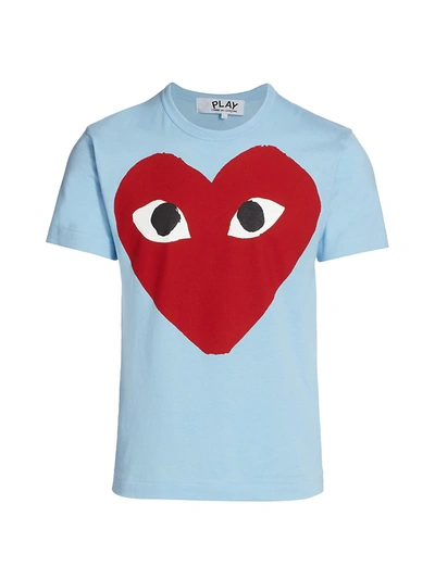 Comme Des Garçons Large Center Heart Graphic T-shirt In Blue