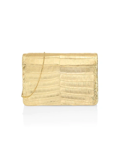 Nancy Gonzalez Metallic Crocodile Crossbody Bag In Gold