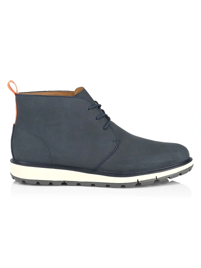 Swims Motion Waterproof Suede & Leather Chukka Boots In Navy Orange