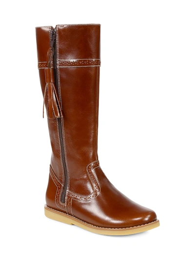 Elephantito Kids' Girl's Patent Leather Riding Boots In Brown