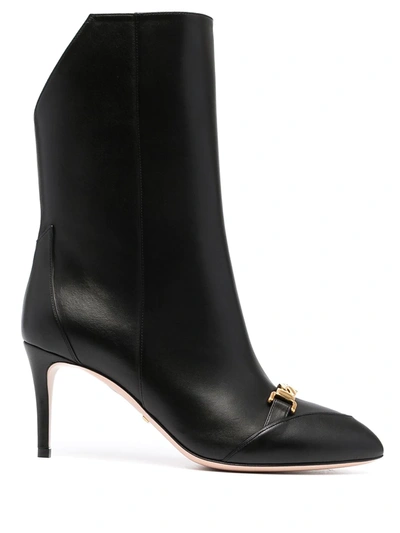 Gucci Black Sylvie Chain Boots In Nero