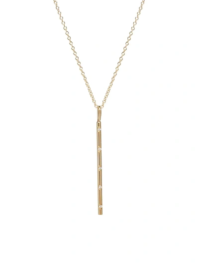 Zoë Chicco Diamond Accented Vertical Bar Necklace In 14k Yellow Gold, 16-18, 0.025 Ct. T.w.