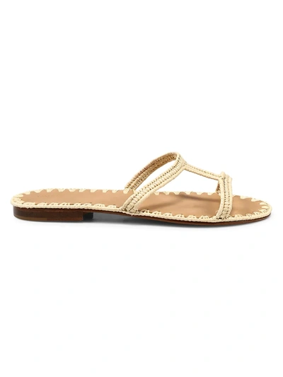 Carrie Forbes Iris Raffia Slide Sandals In Natural