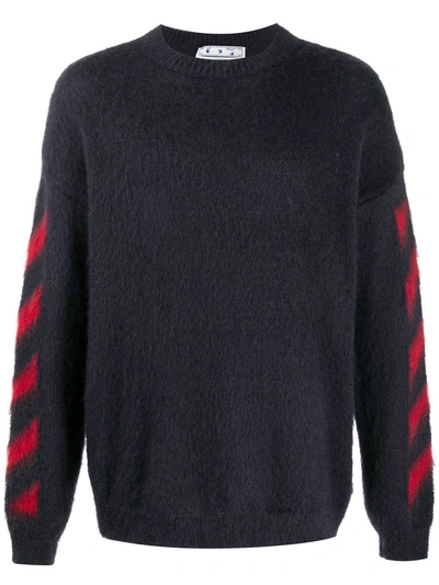Pre-owned Off-white Brushed Mohair Diag Arrows Logo Knit Sweater Dark Grey/red