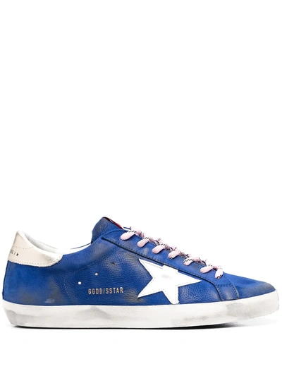Golden Goose Super Star Blue Leather Sneakers