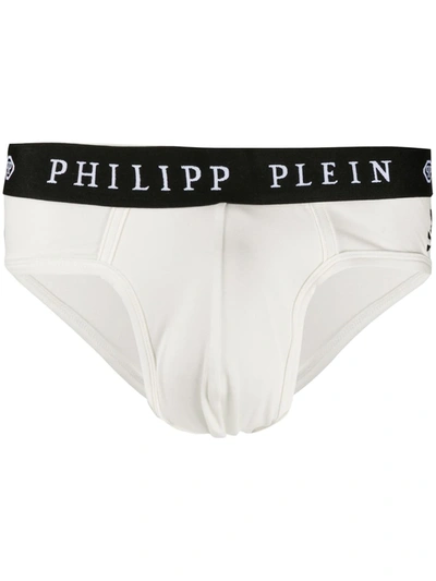 Philipp Plein Skull Embroidery Briefs In White