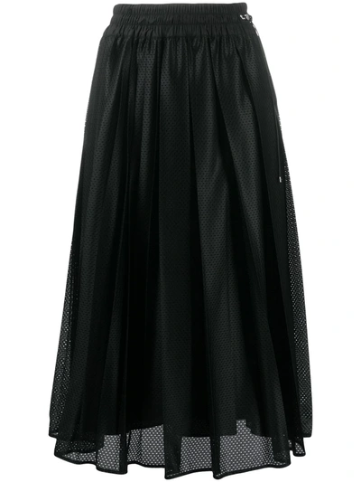Moncler Pleated Mesh Skirt In Black