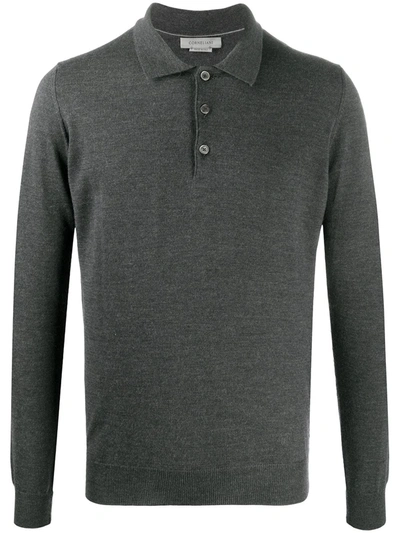 Corneliani Fine Wool Polo Shirt In Grey