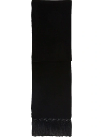 Dolce & Gabbana Black Fringe Slim Wrap Shawl Silk Scarf
