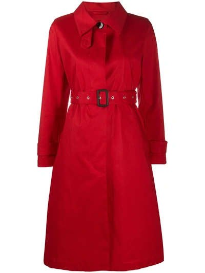 Mackintosh Roslin Belted Trench Coat In Red
