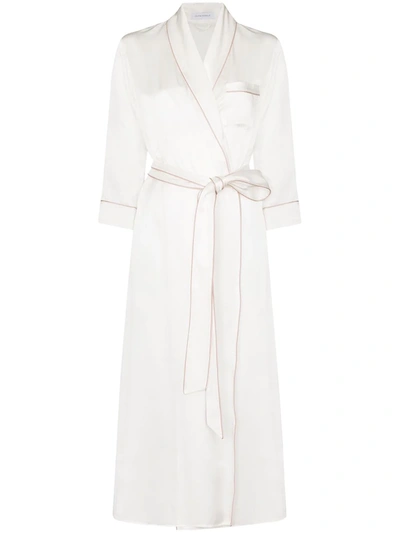 Olivia Von Halle Astrid Ivory Oyster Silk Dressing Gown In Weiss
