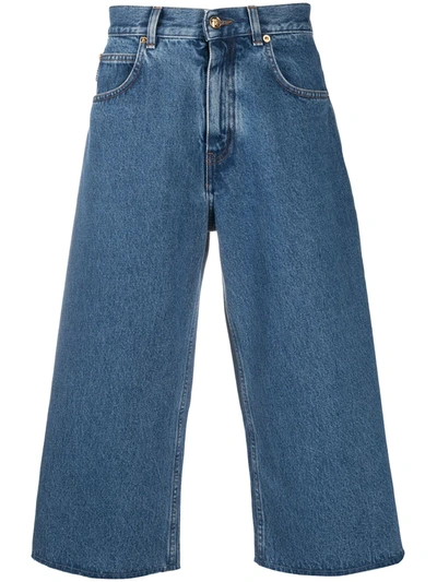Versace Wide-leg Cropped Jeans In Blue