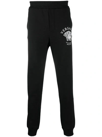 Versace Medusa Head Cotton Track Trousers In Black