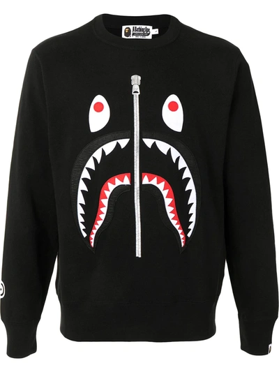 A Bathing Ape Shark Graphic-print Cotton-jersey Sweatshirt In Black