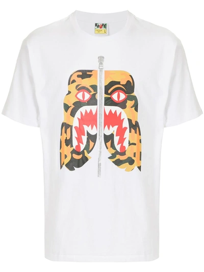 A Bathing Ape 1st Camo Tiger-print Cotton T-shirt In White