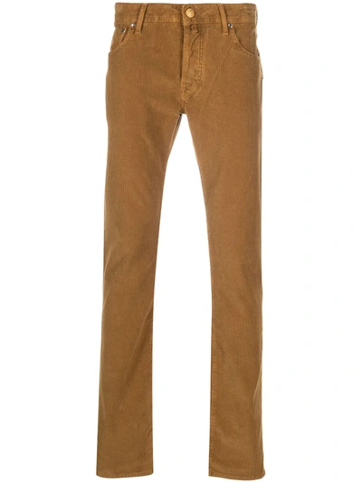 Jacob Cohen White Straight-leg Trousers In Brown