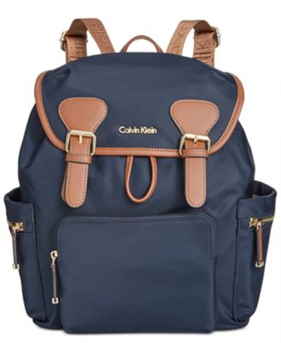Calvin Klein Double Buckle Backpack In Navy