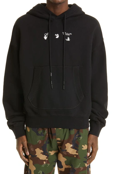 Off-white Oversize Jersey Hoodie With Off Print In Black