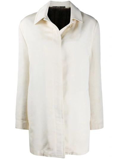 Pre-owned Gianfranco Ferre 1990s Concealed Fastening Thigh-length Coat In Neutrals