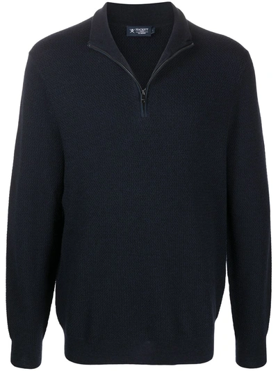 Hackett Zip-fastening High-neck Jumper In Blue