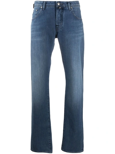 Jacob Cohen Stonewashed Bootcut Jeans In Blue