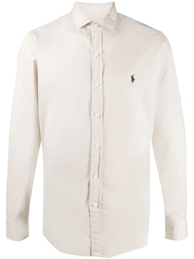 Polo Ralph Lauren Logo Embroidered Shirt In Neutrals