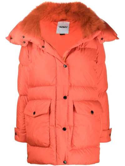 Yves Salomon Padded Parka Coat In Orange