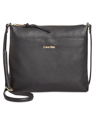 Calvin Klein Lily Pebble Leather Crossbody In Black