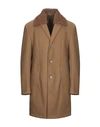 Grey Daniele Alessandrini Coats In Camel